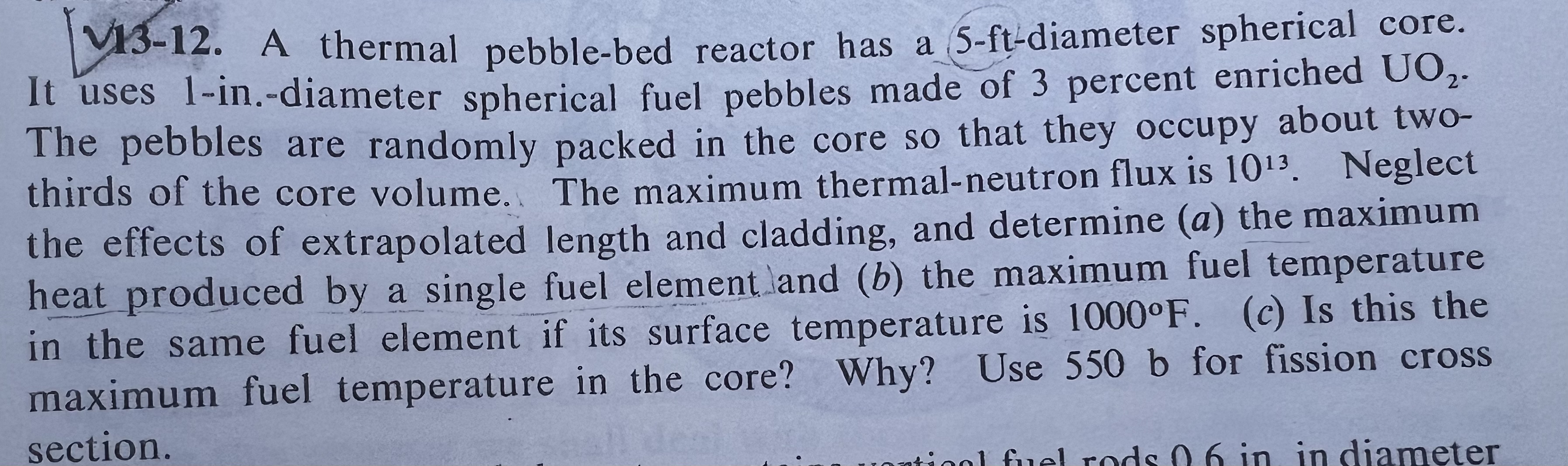 V 1 3 - 1 2 . A thermal pebble - bed reactor has