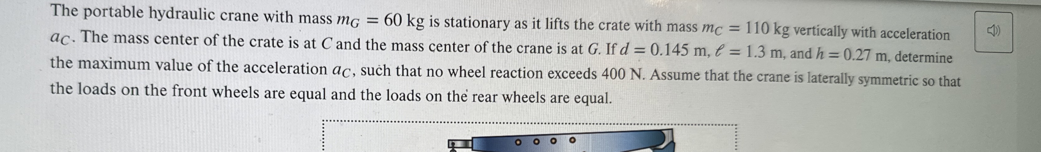 The portable hydraulic crane with mass m G = 6 0