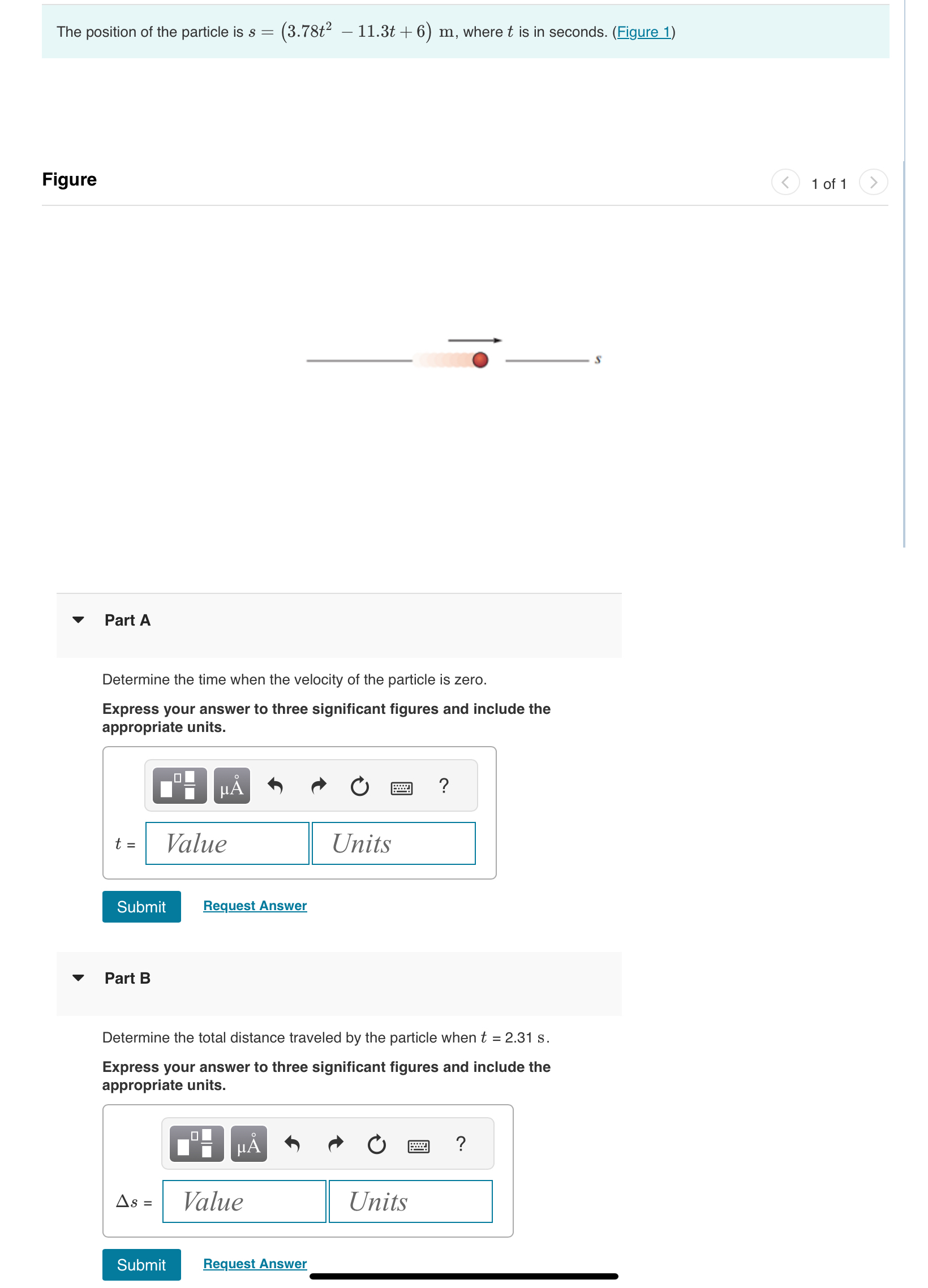The position of the particle is s = ( 3 . 7 8 t 2