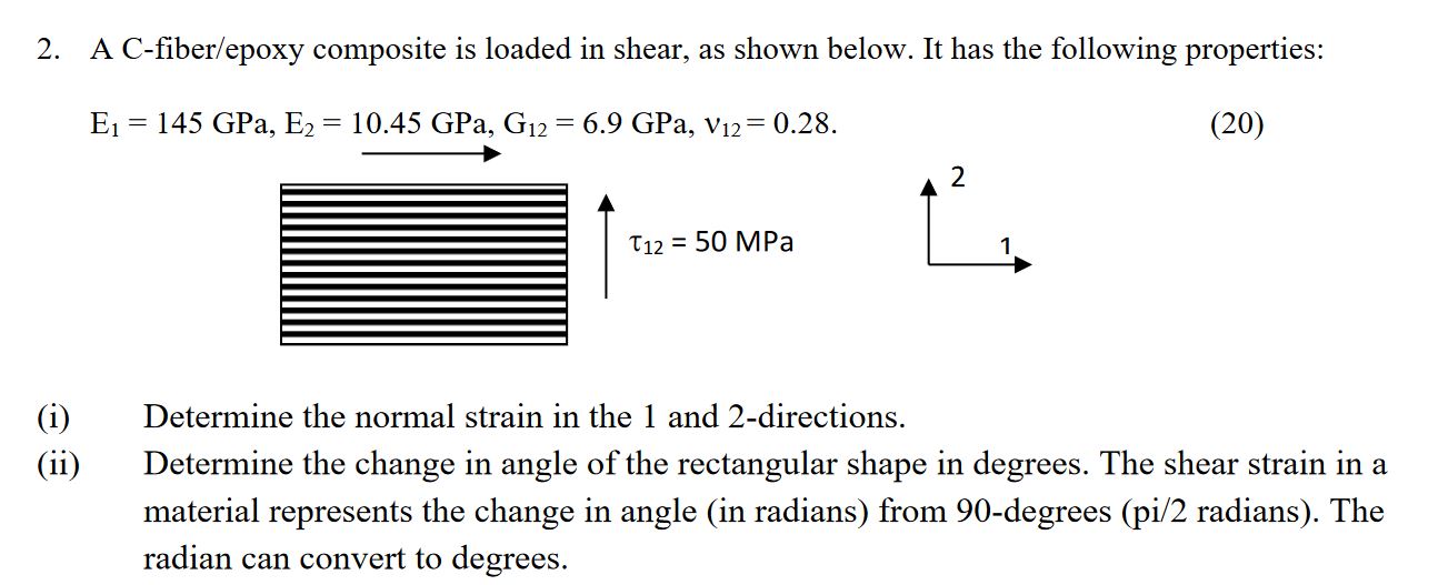 ( i ) Determine the normal strain in the 1 and 2