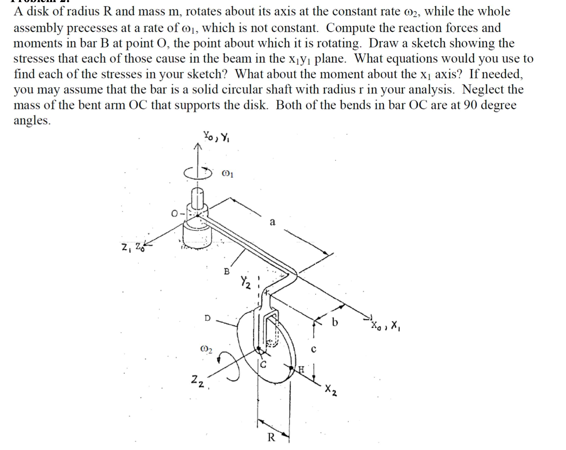 A disk of radius \ ( R \ ) and mass \ ( m \ ) ,