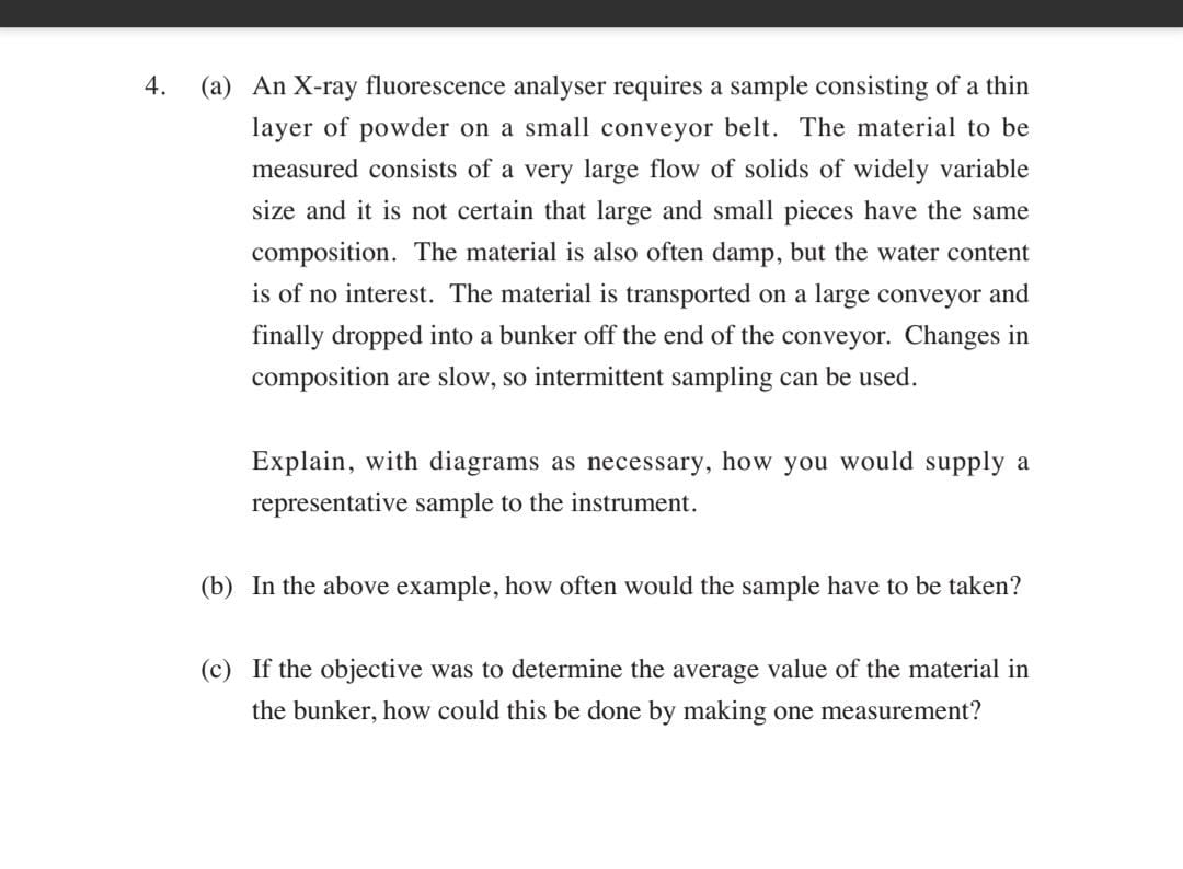 ( a ) An X - ray fluorescence analyser requires a