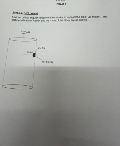 EXAM 1 Problem 1 ( 2 0 points ) Find the critical