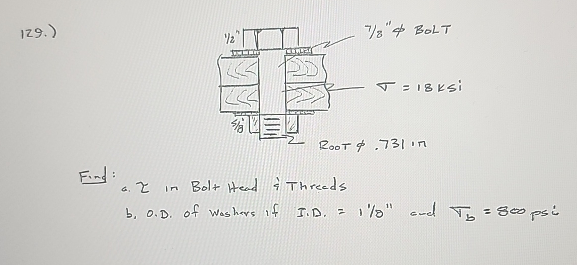 1 2 9 . ) Find: a . in Bolt Head i Threads b . O