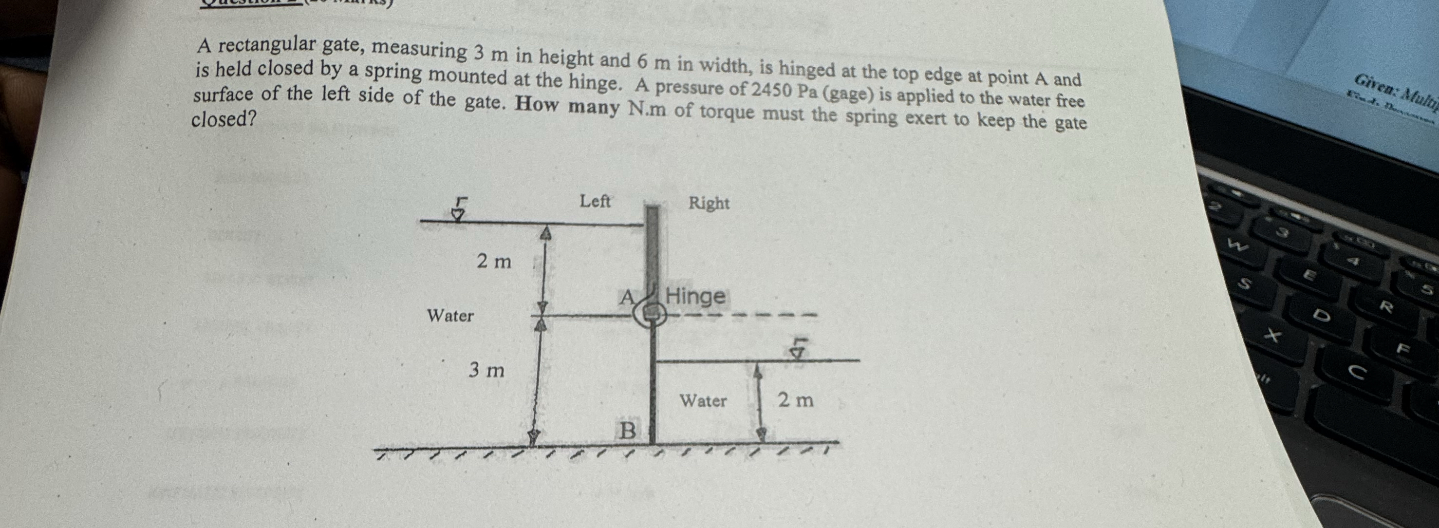 A rectangular gate, measuring 3 m in height and 6
