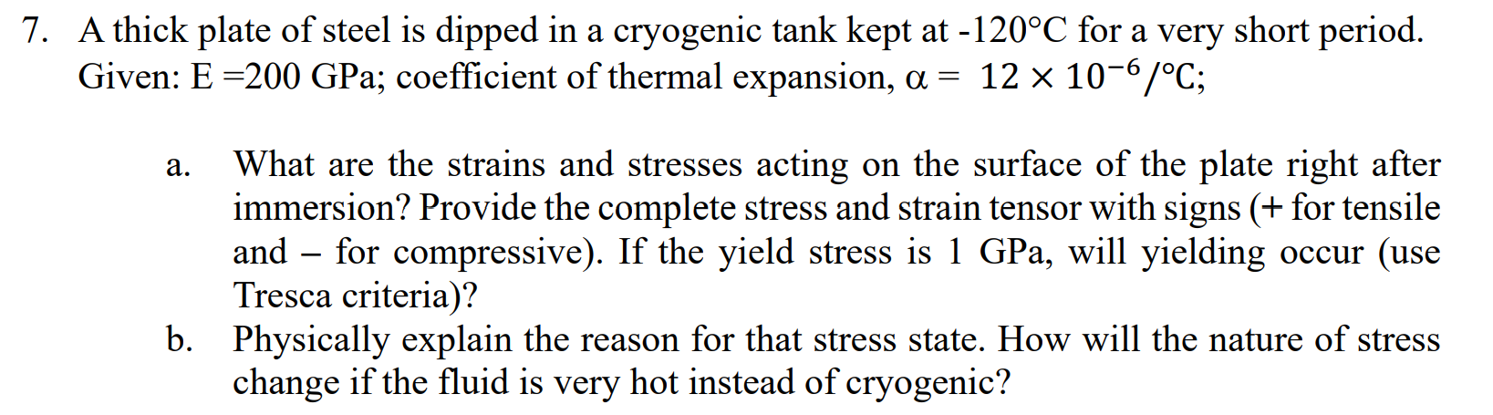 A thick plate of steel is dipped in a cryogenic