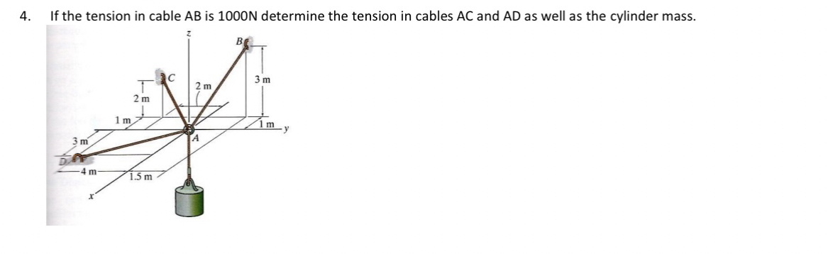 If the tension in cable A B is 1 0 0 0 N