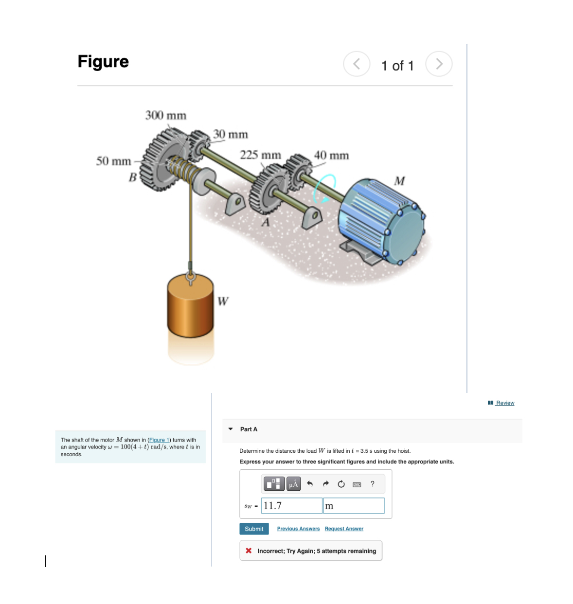 Figure 1 of 1 The shaft of the motor M shown in (