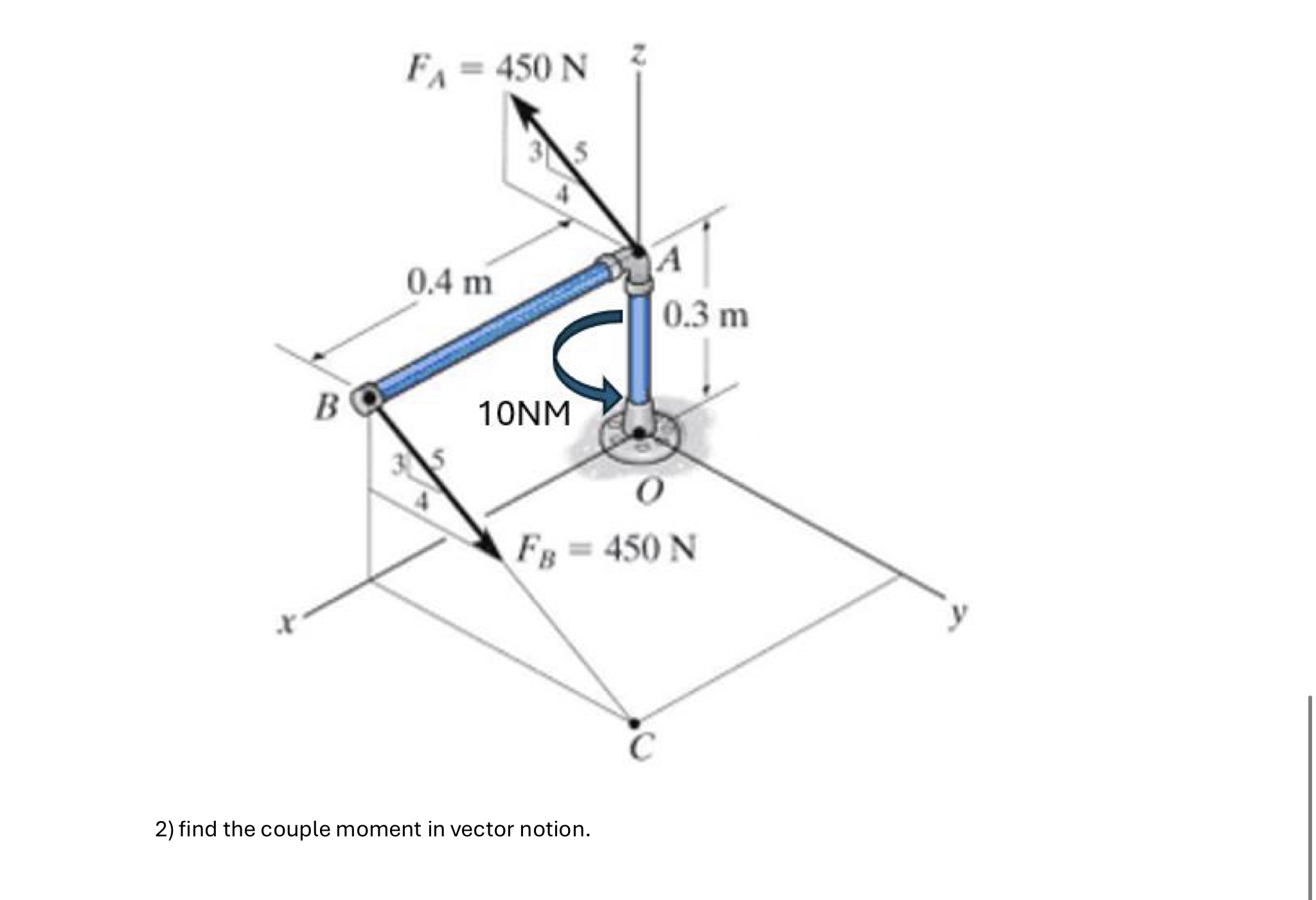 find the couple moment in vector notion.