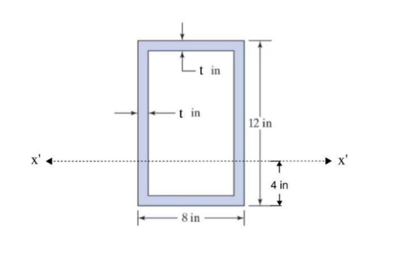 If t = 1 . 2 8 in , determine the Moment of