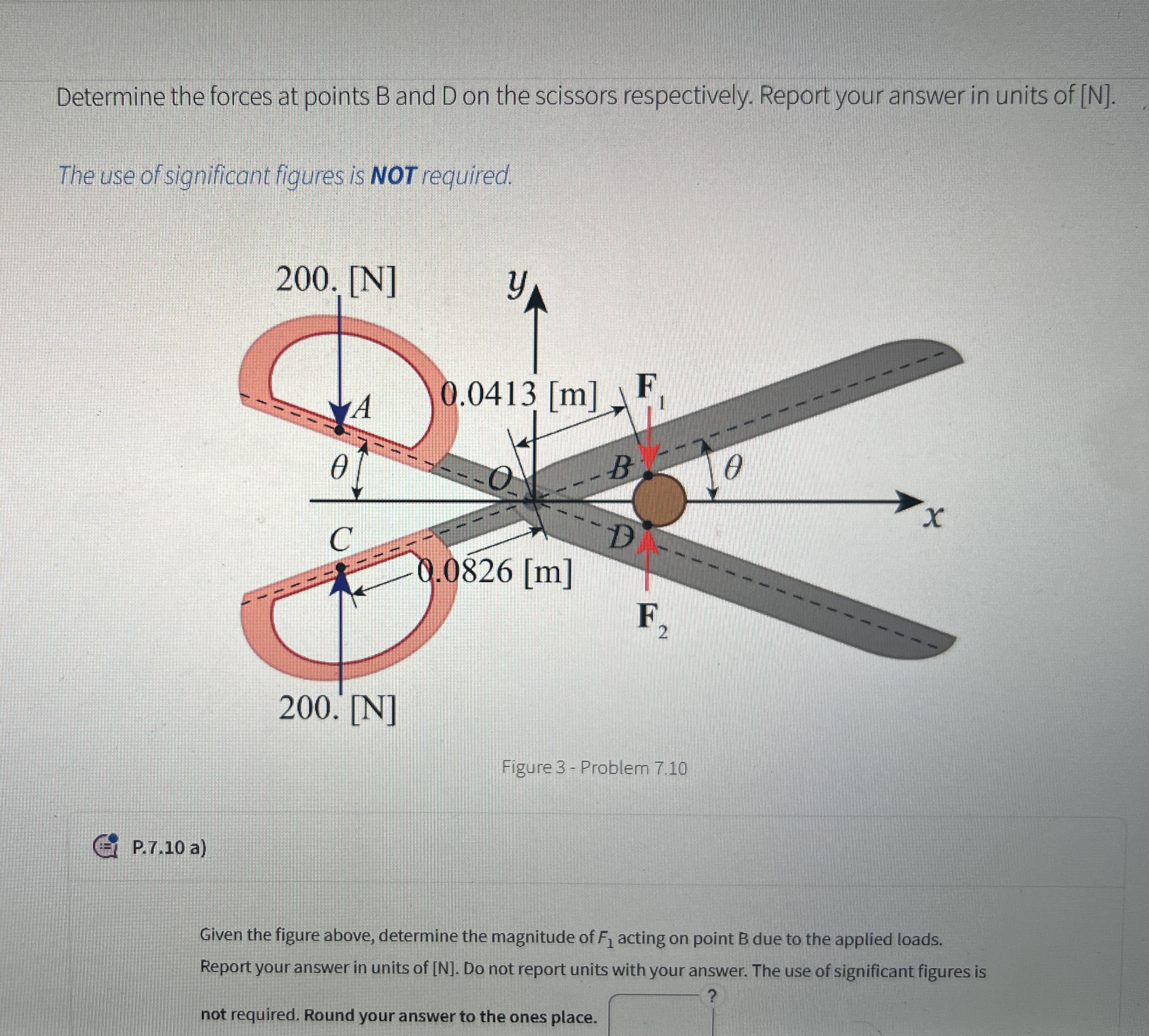 Determine the forces at points B and D on the