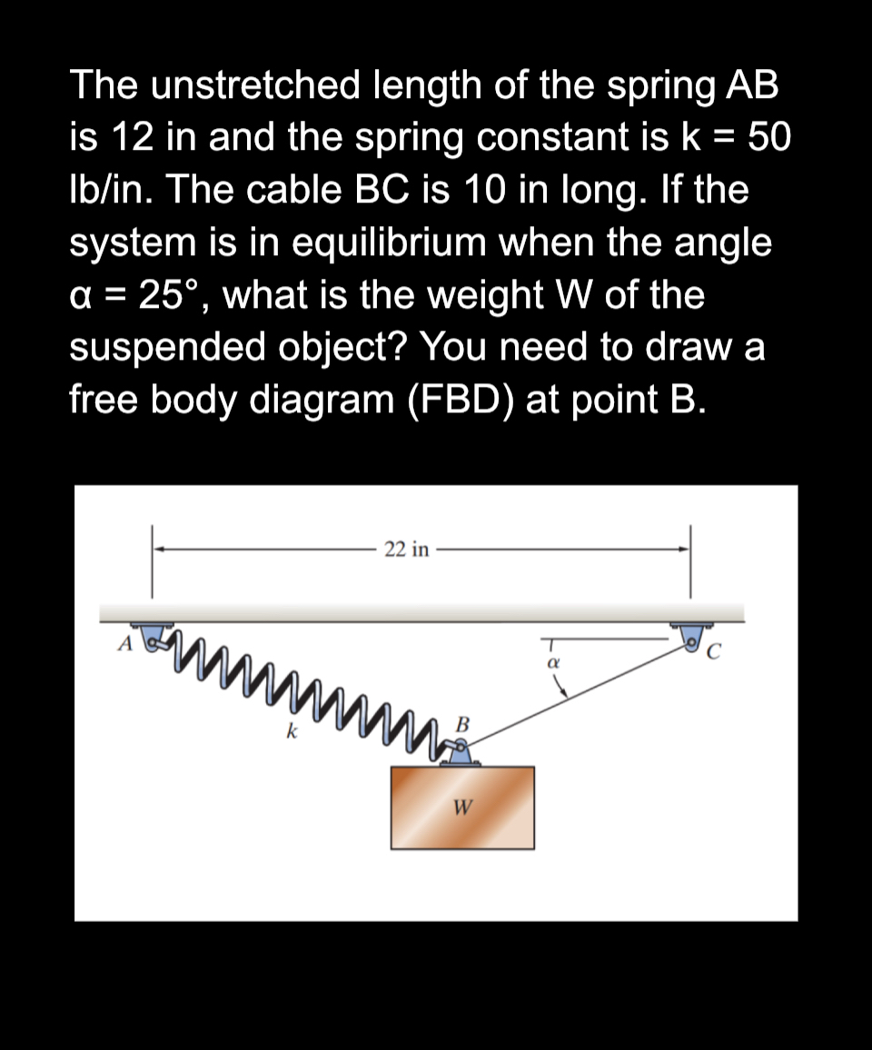 The unstretched length of the spring A B is 1 2