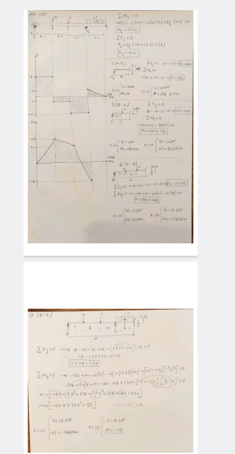 can you find the moment about point ( D - E ) I