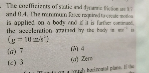 The coefficients of static and dynamic friction