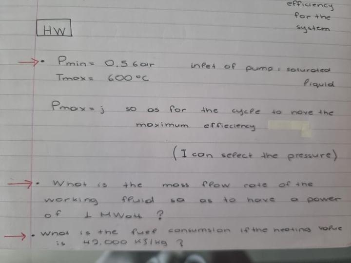 efficiency for the HW system * P m i n = 0 . 5 6