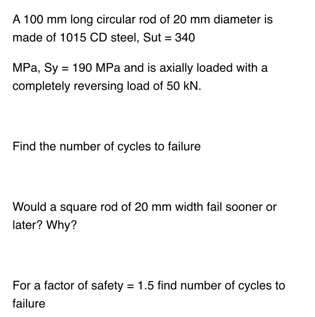 A 1 0 0 mm long circular rod of 2 0 mm diameter