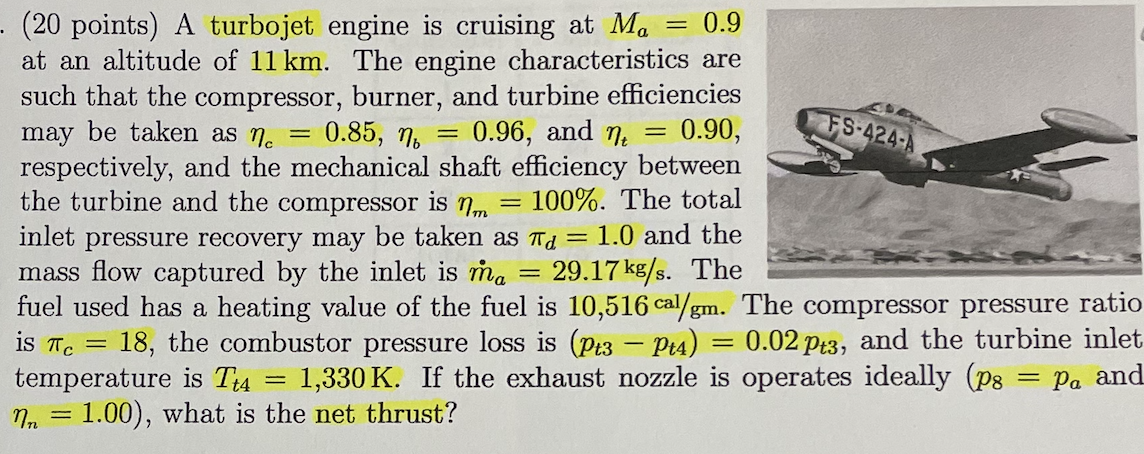 A turbojet engine is cruising at M _ ( a ) = 0 .