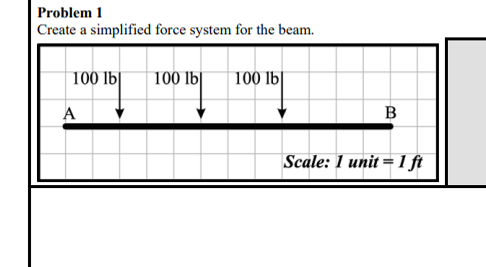Problem 1 Create a simplified force system for