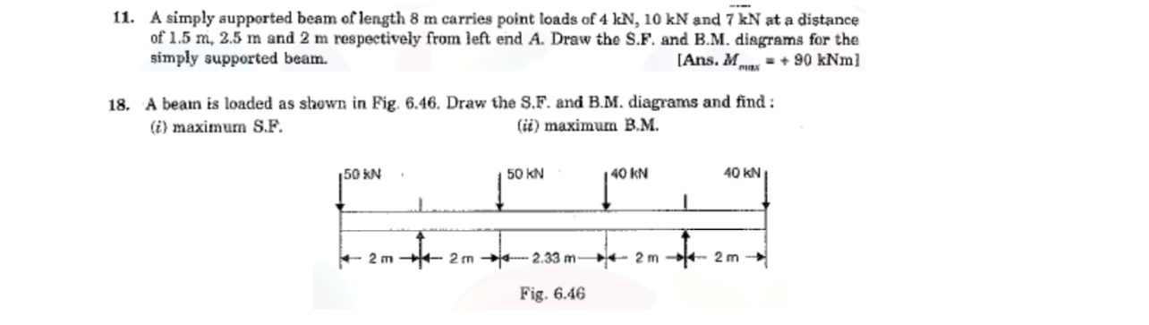 A simply aupported beam of length 8 m carries