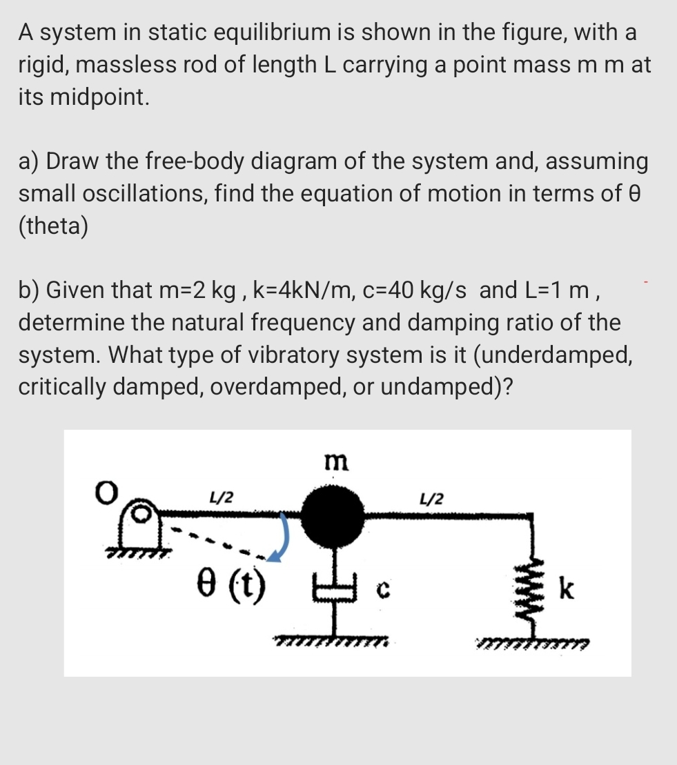 A system in static equilibrium is shown in the