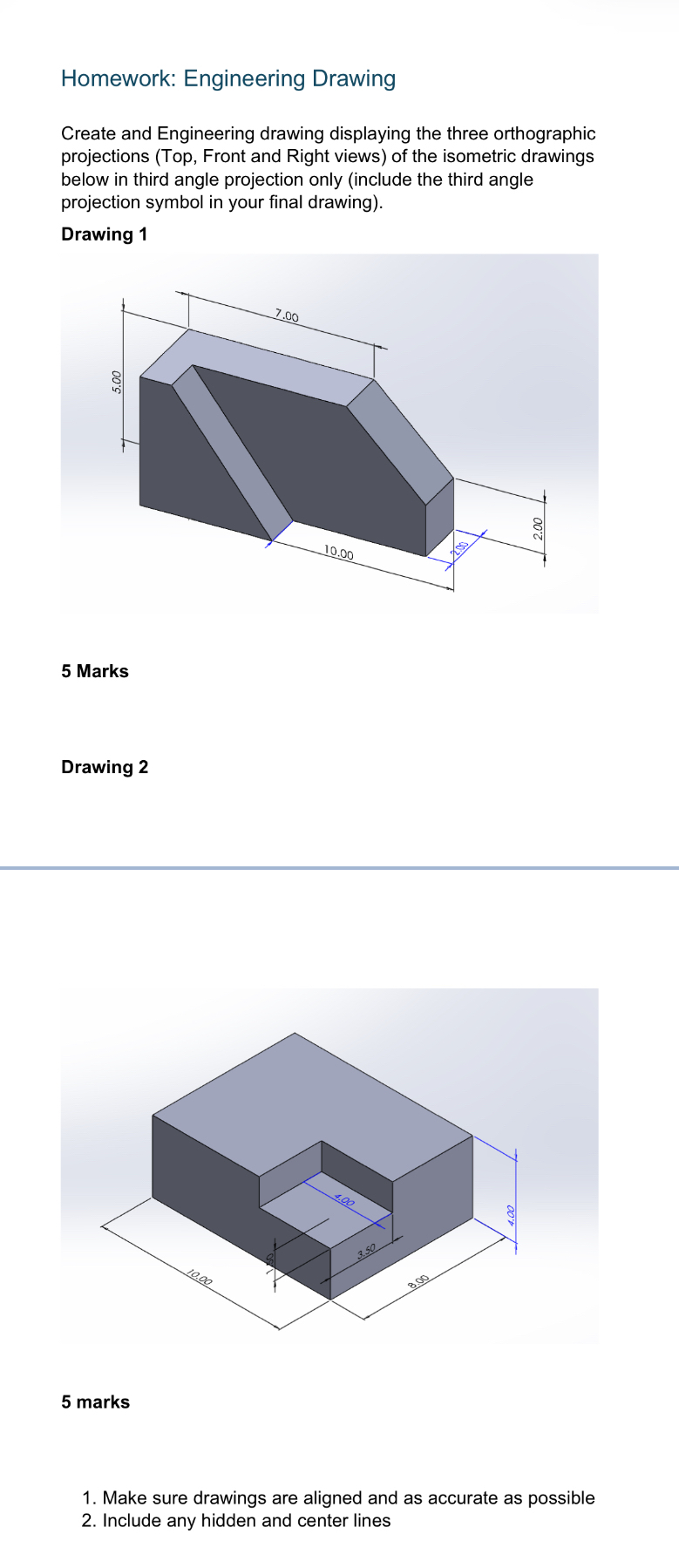Homework: Engineering Drawing Create and