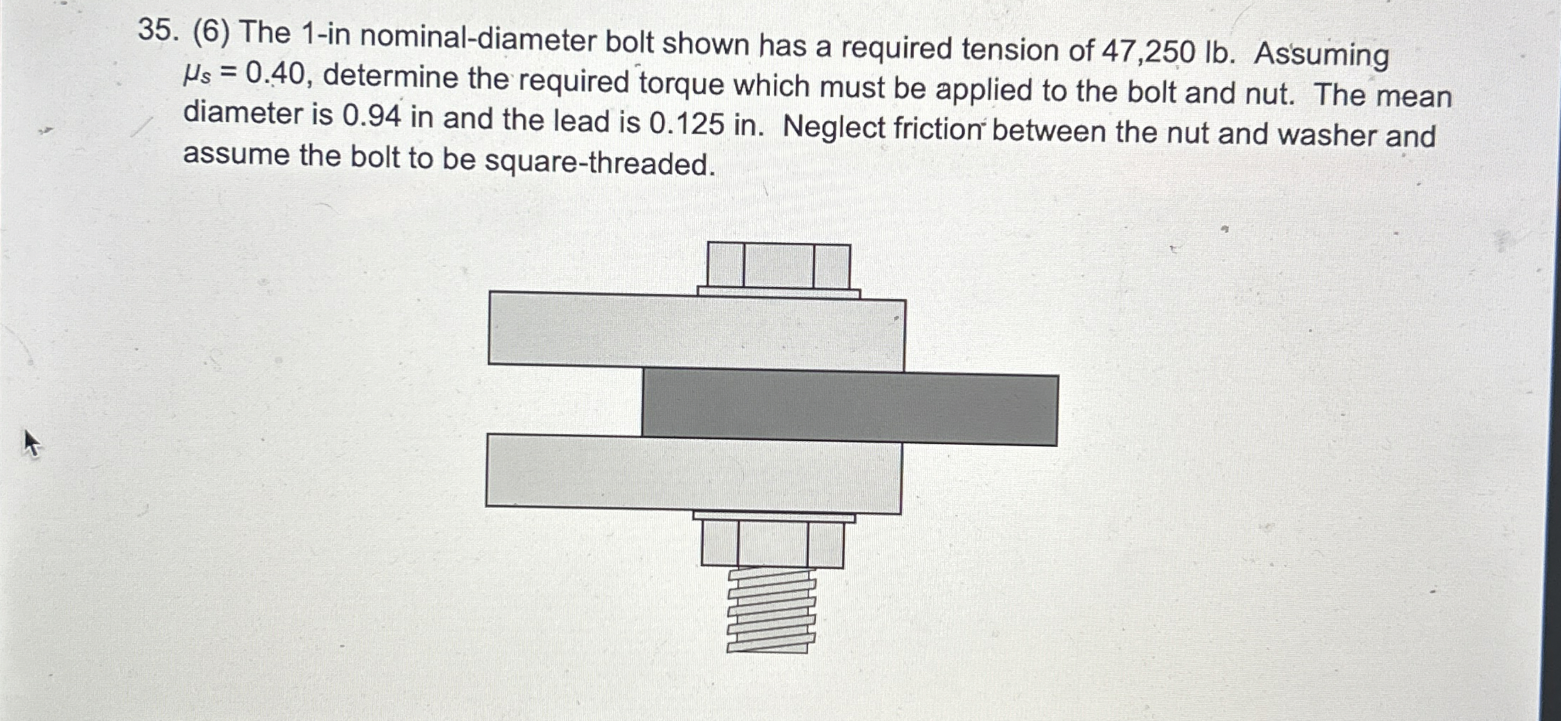 ( 6 ) The 1 - in nominal - diameter bolt shown