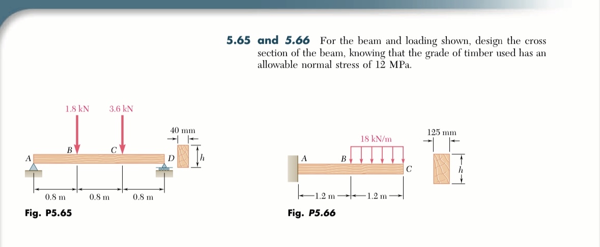 5 . 6 5 and 5 . 6 6 For the beam and loading