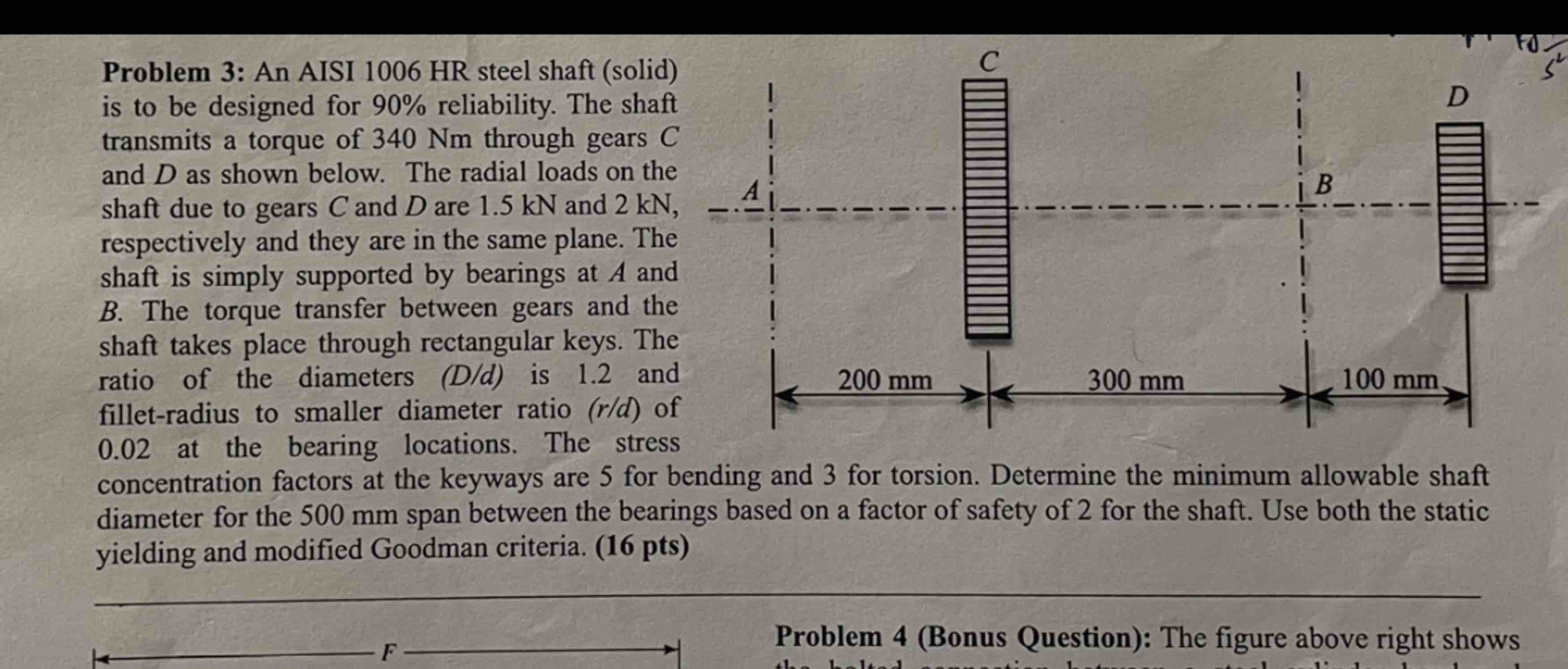 Problem 3 : An AISI 1 0 0 6 HR steel shaft (
