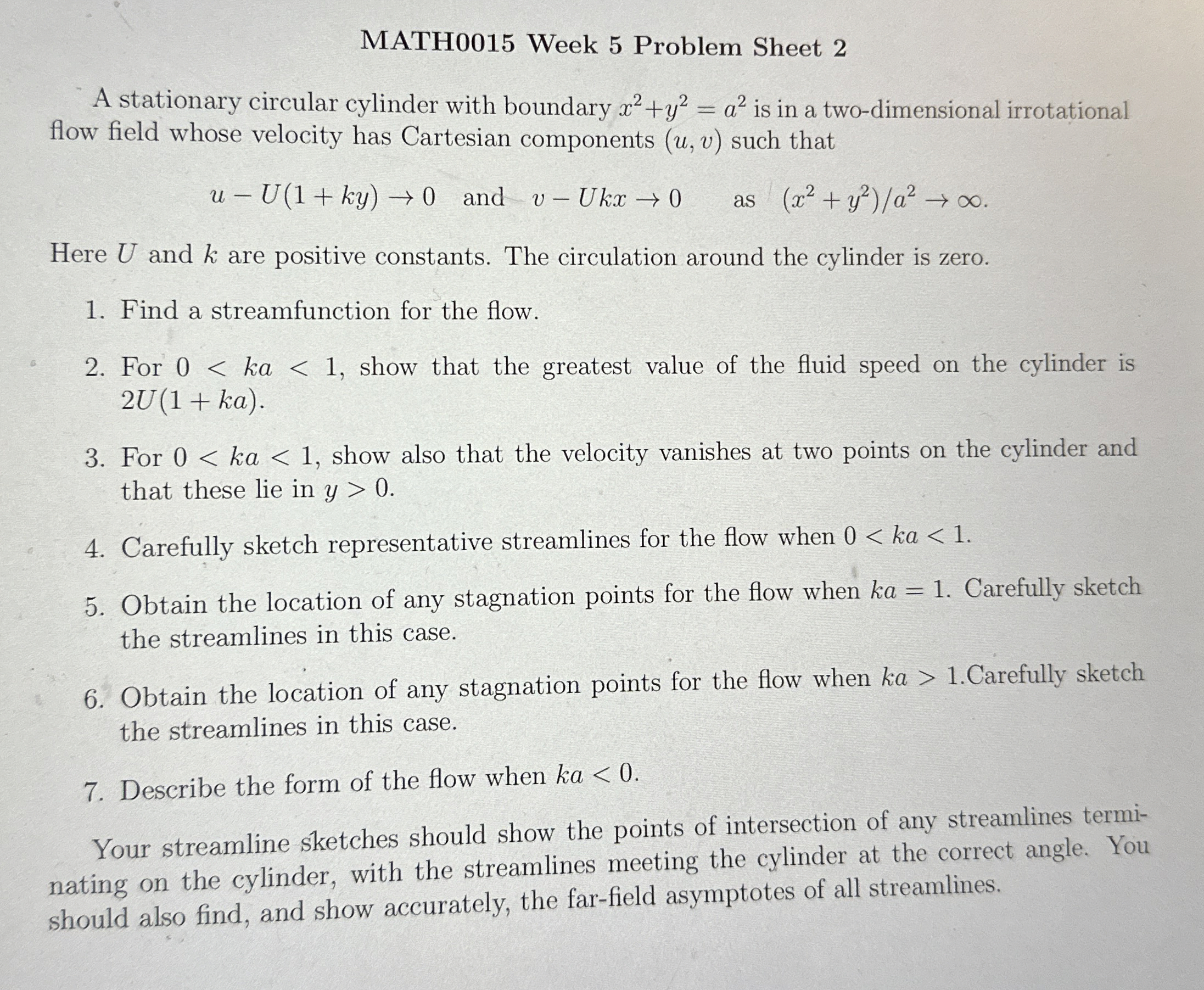 MATH 0 0 1 5 Week 5 Problem Sheet 2 A stationary