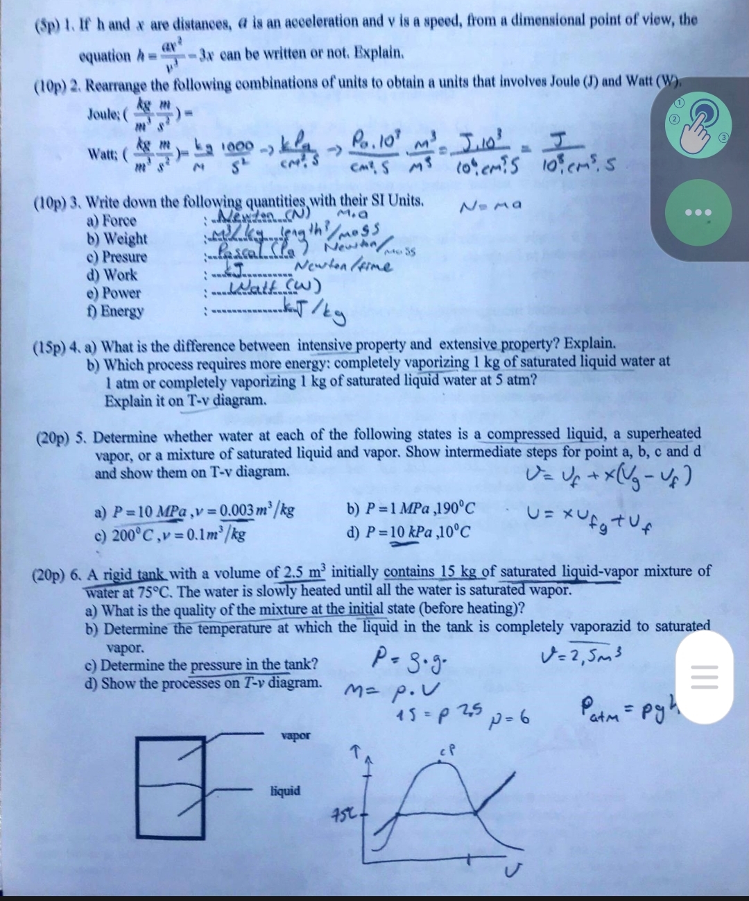 ( 5 p ) 1 . If h and x are distances, a is an