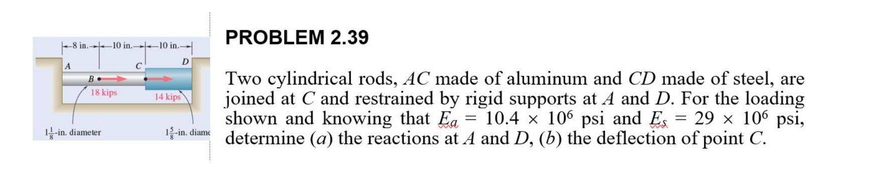 PROBLEM 2 . 3 9 Two cylindrical rods, A C made of