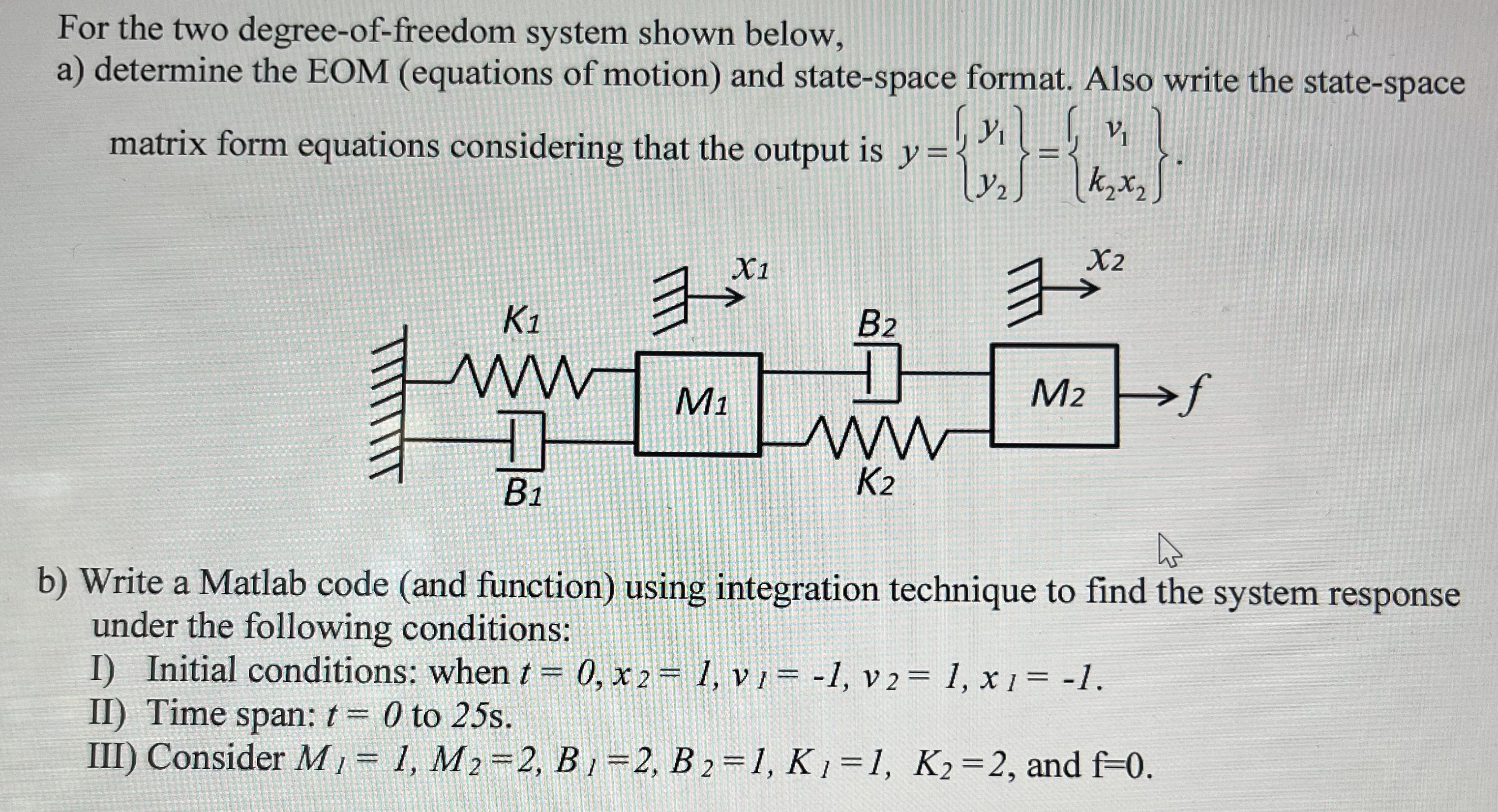 For the two degree - of - freedom system shown