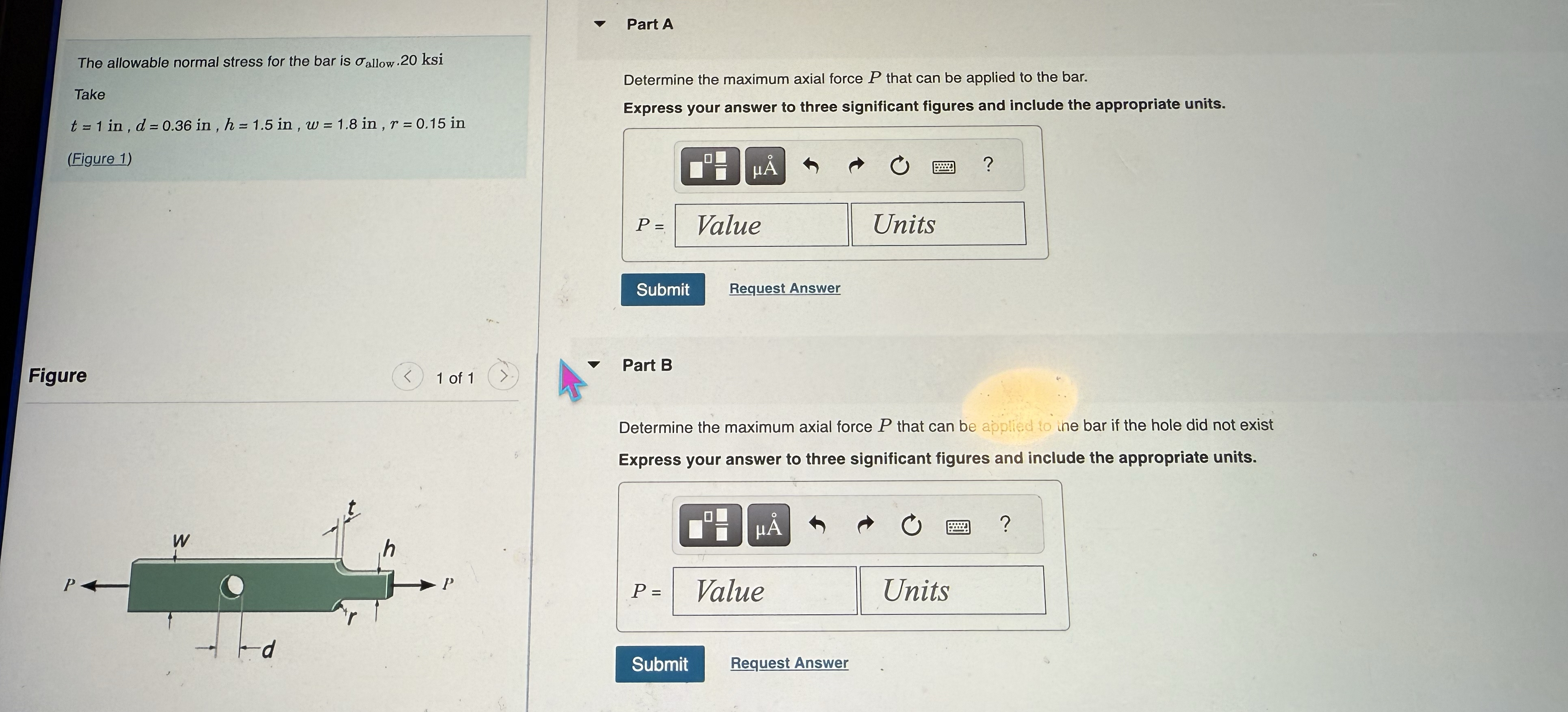 The allowable normal stress for the bar is a l l