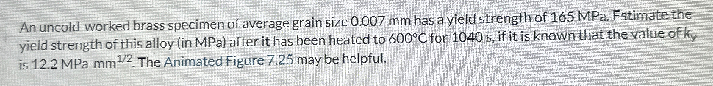 An uncold - worked brass specimen of average