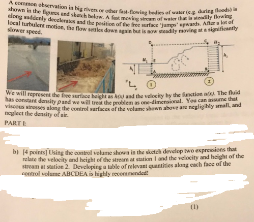 b ) [ 4 points ] Using the control volume shown