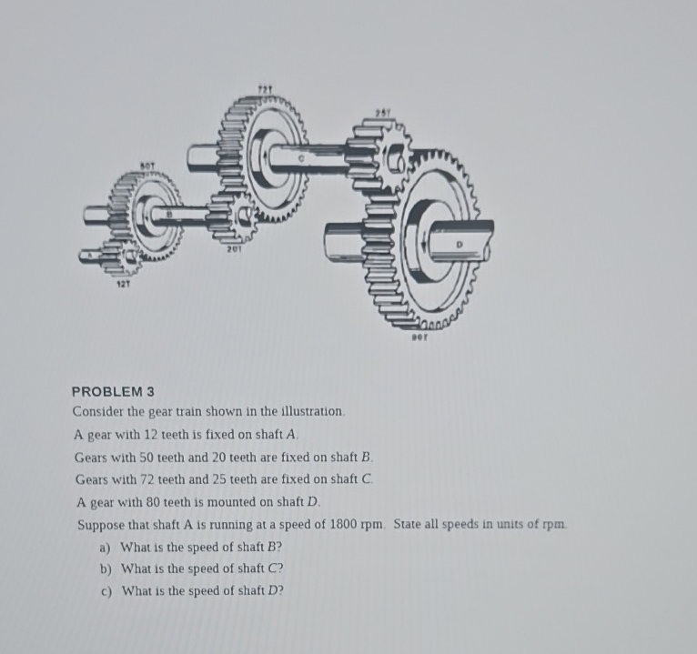 PROBLEM 3 Consider the gear train shown in the