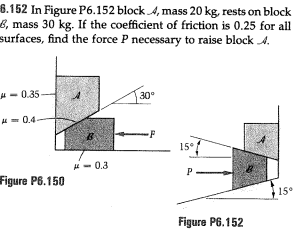 6 . 1 5 2 In Figure P 6 . 1 5 2 block A , mass 2