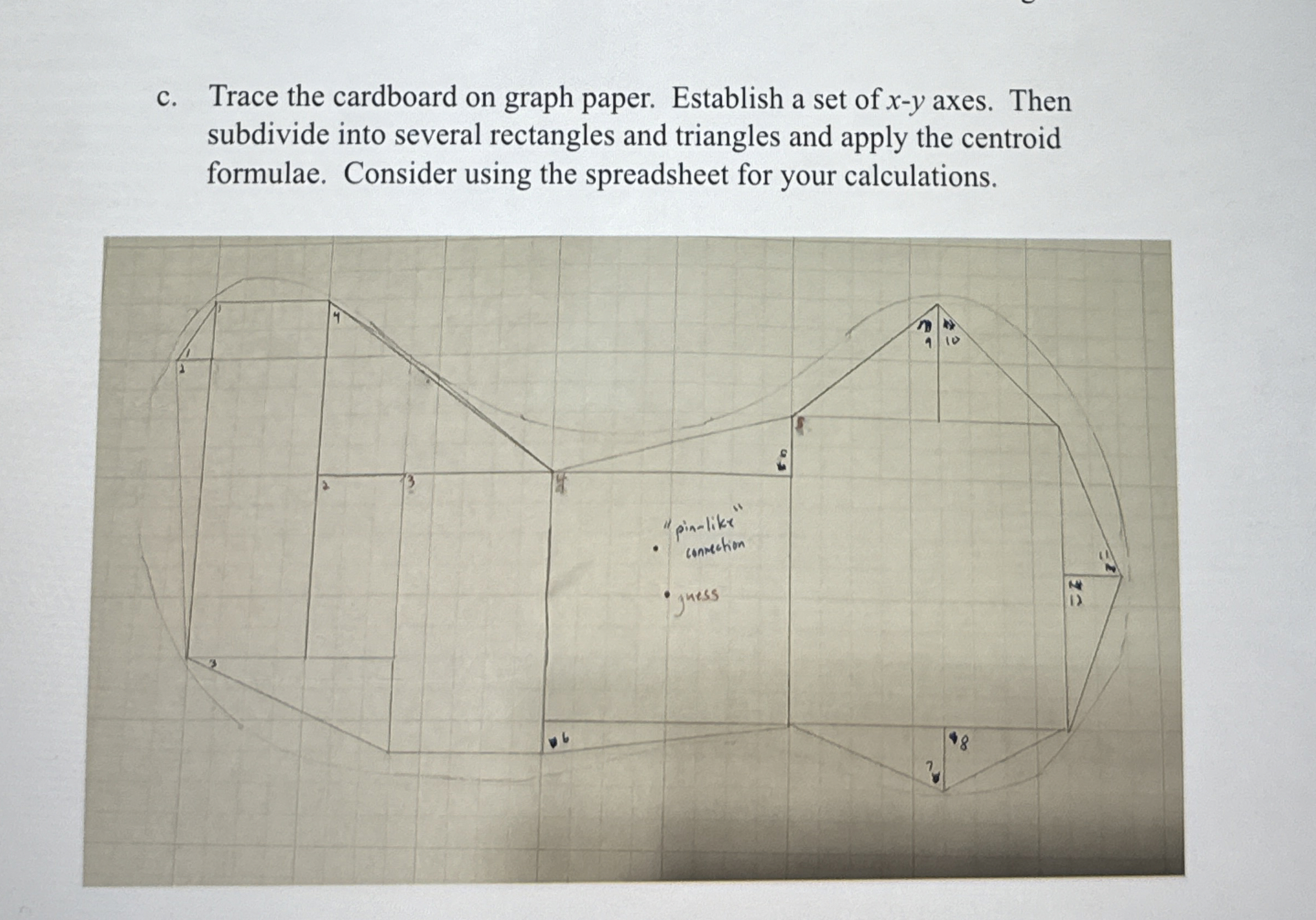 c . Trace the cardboard on graph paper. Establish