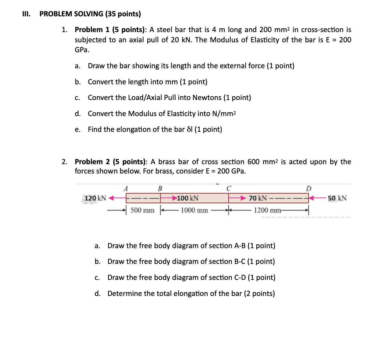 III. PROBLEM SOLVING ( 3 5 points ) 1 . Problem 1
