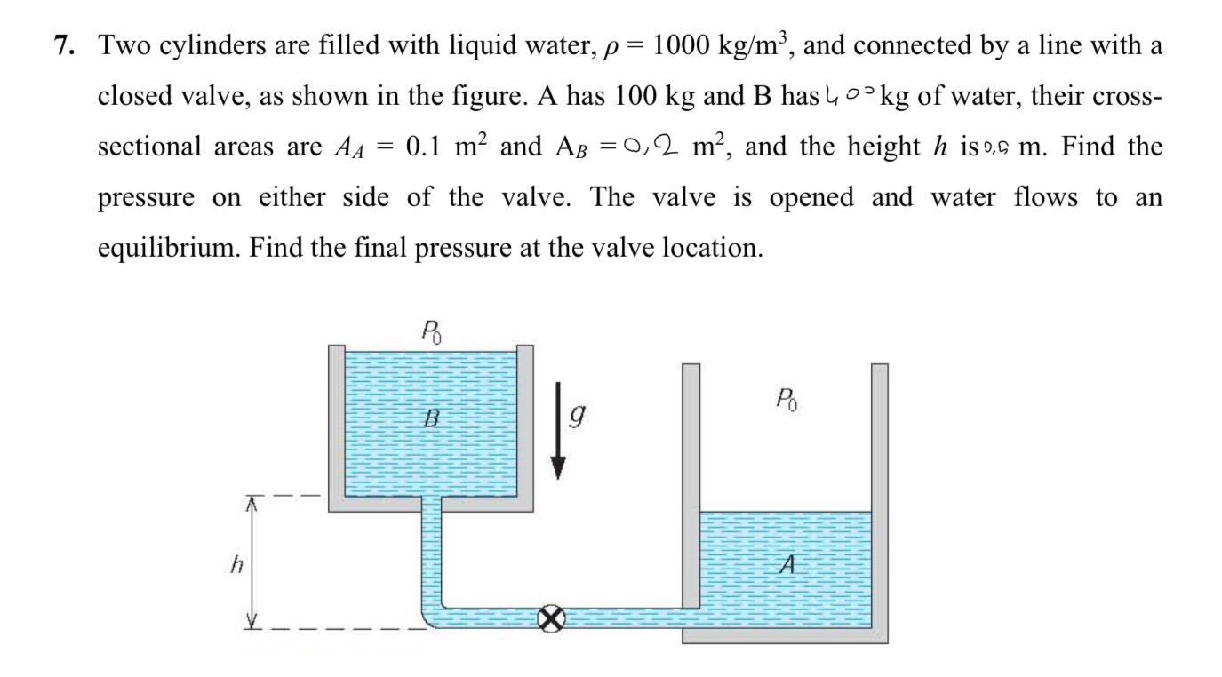 Two cylinders are filled with liquid water, = 1 0