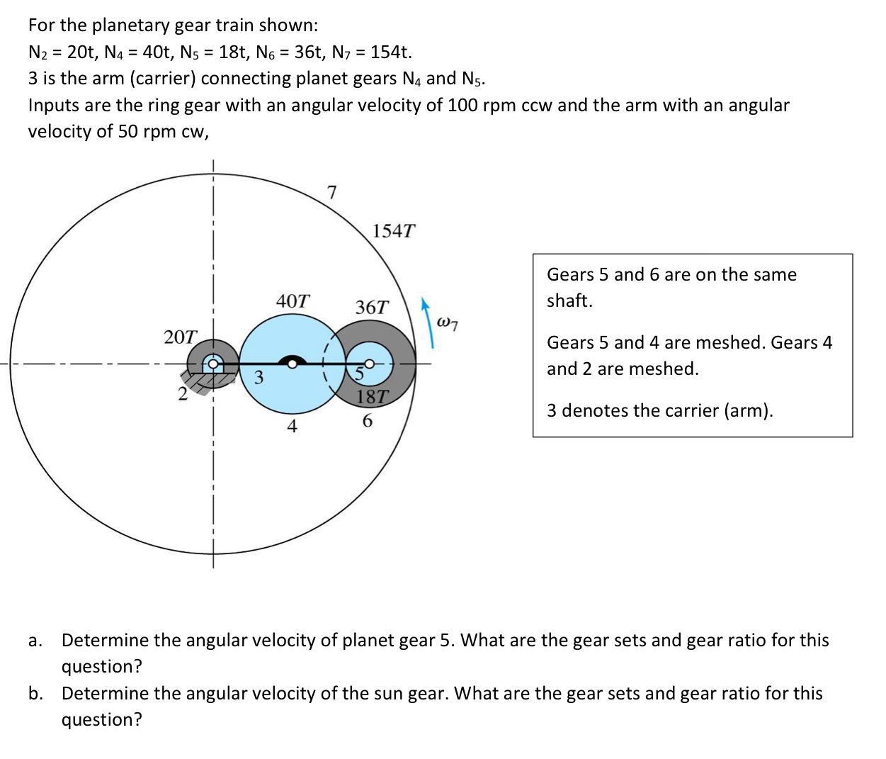For the planetary gear train shown: N 2 = 2 0 t ,