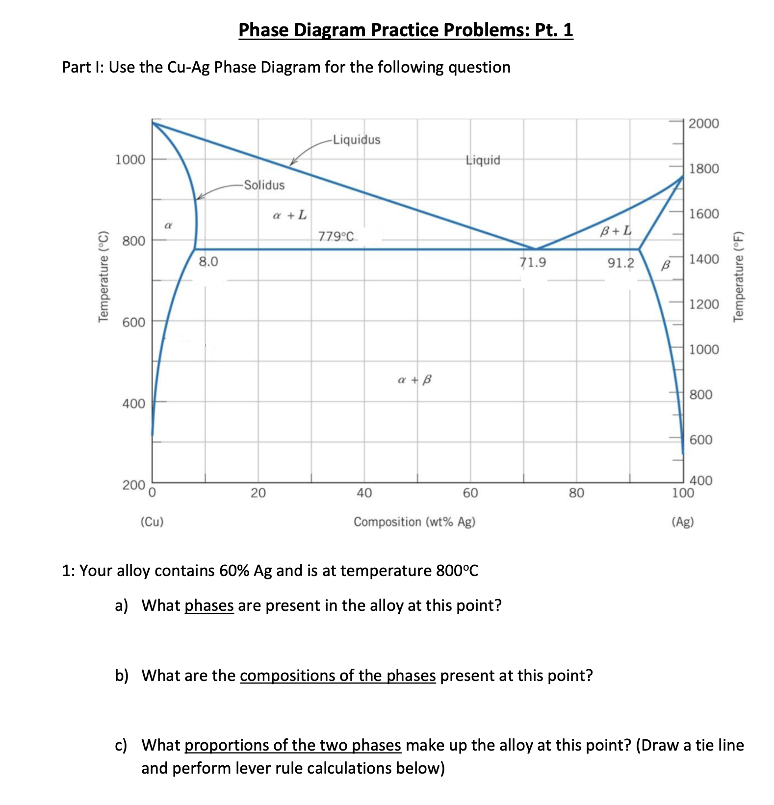 Phase Diagram Practice Problems: Pt . 1 Part I: