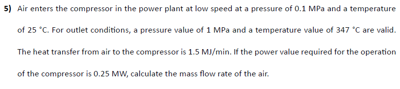 Air enters the compressor in the power plant at