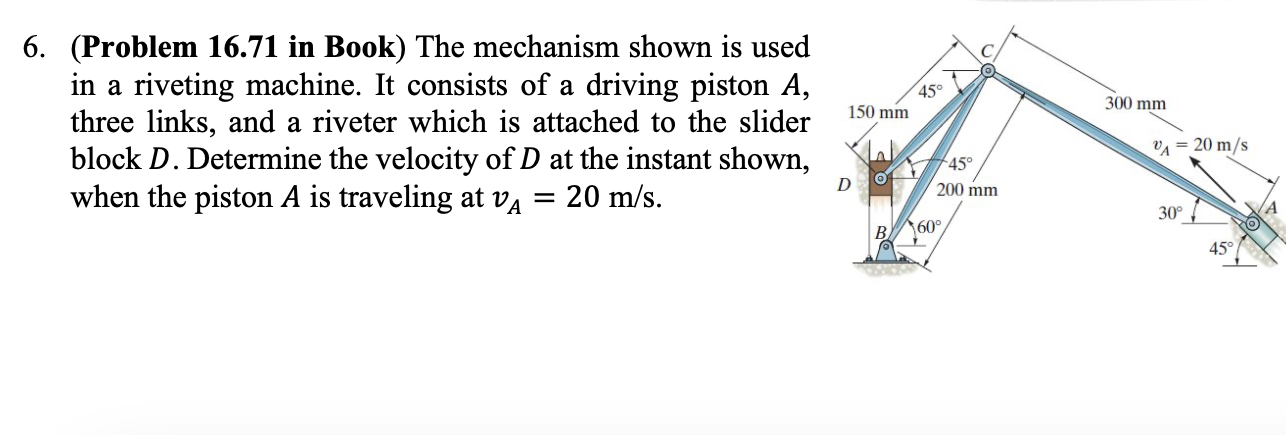 6 . ( Problem 1 6 . 7 1 in Book ) The mechanism