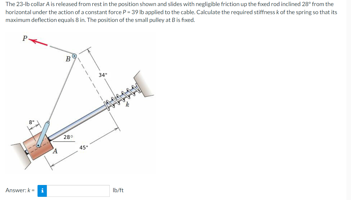 ft - lb The 2 3 - lb collar \ ( A \ ) is released