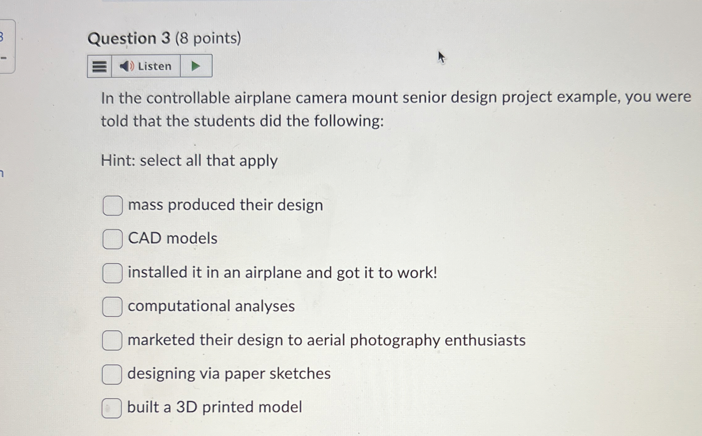 Question 3 ( 8 points ) In the controllable