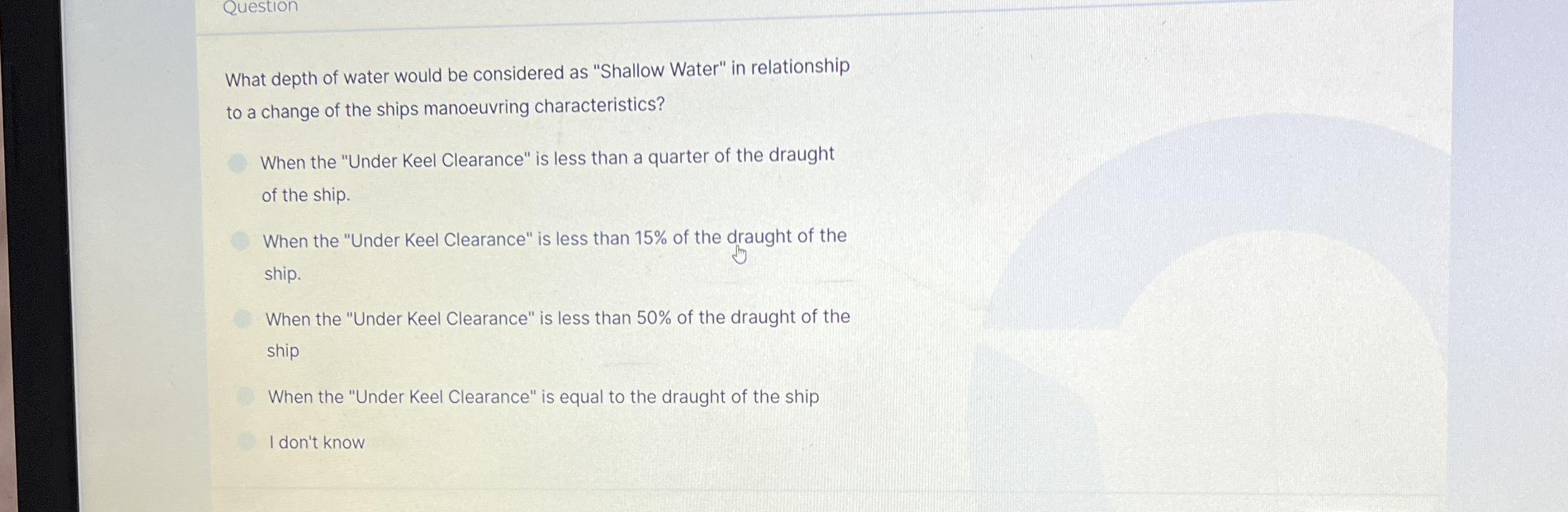 Question What depth of water would be considered