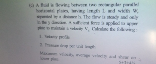( c ) A fluid is flowing between two rectangular