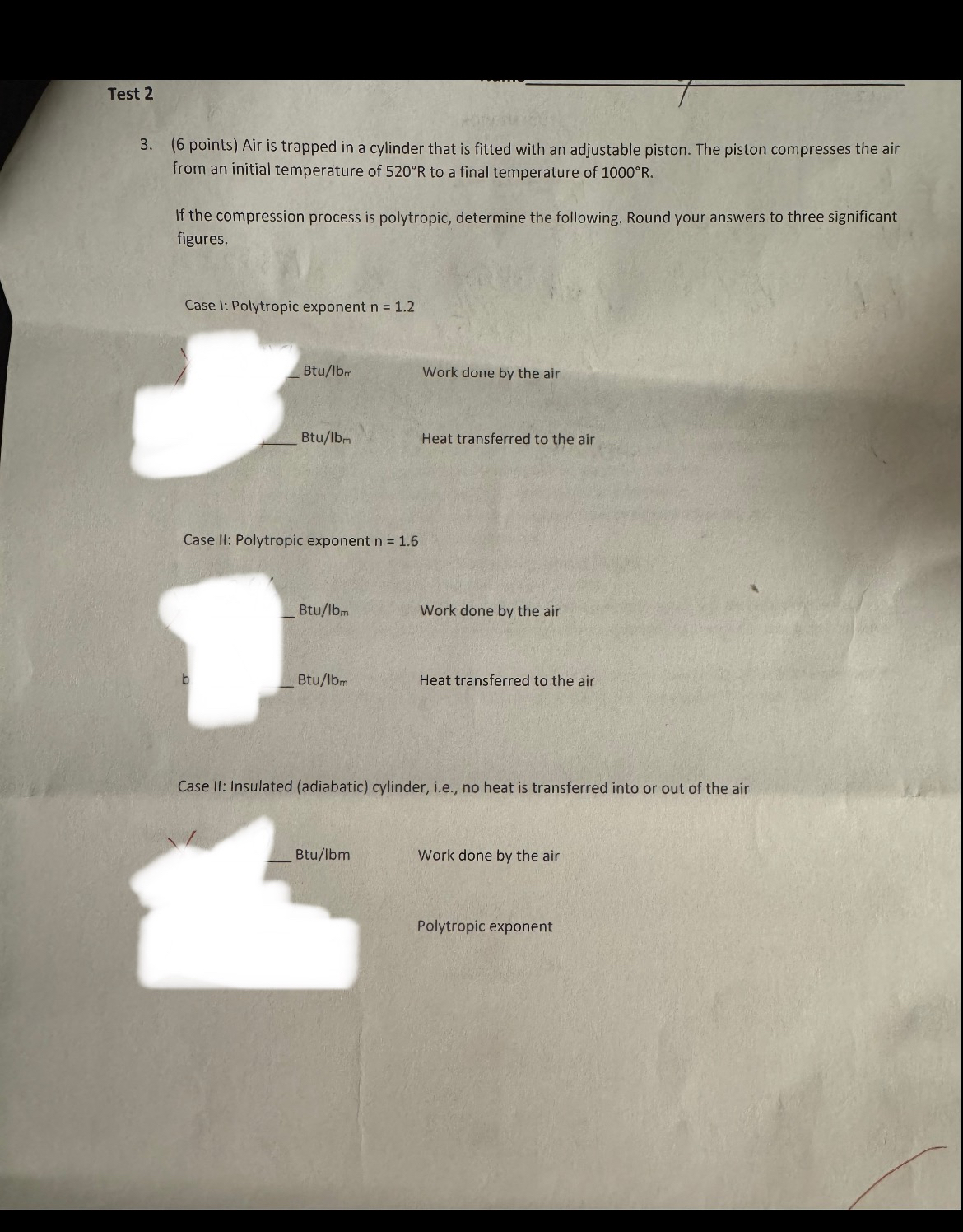 ( 6 points ) Air is trapped in a cylinder that is