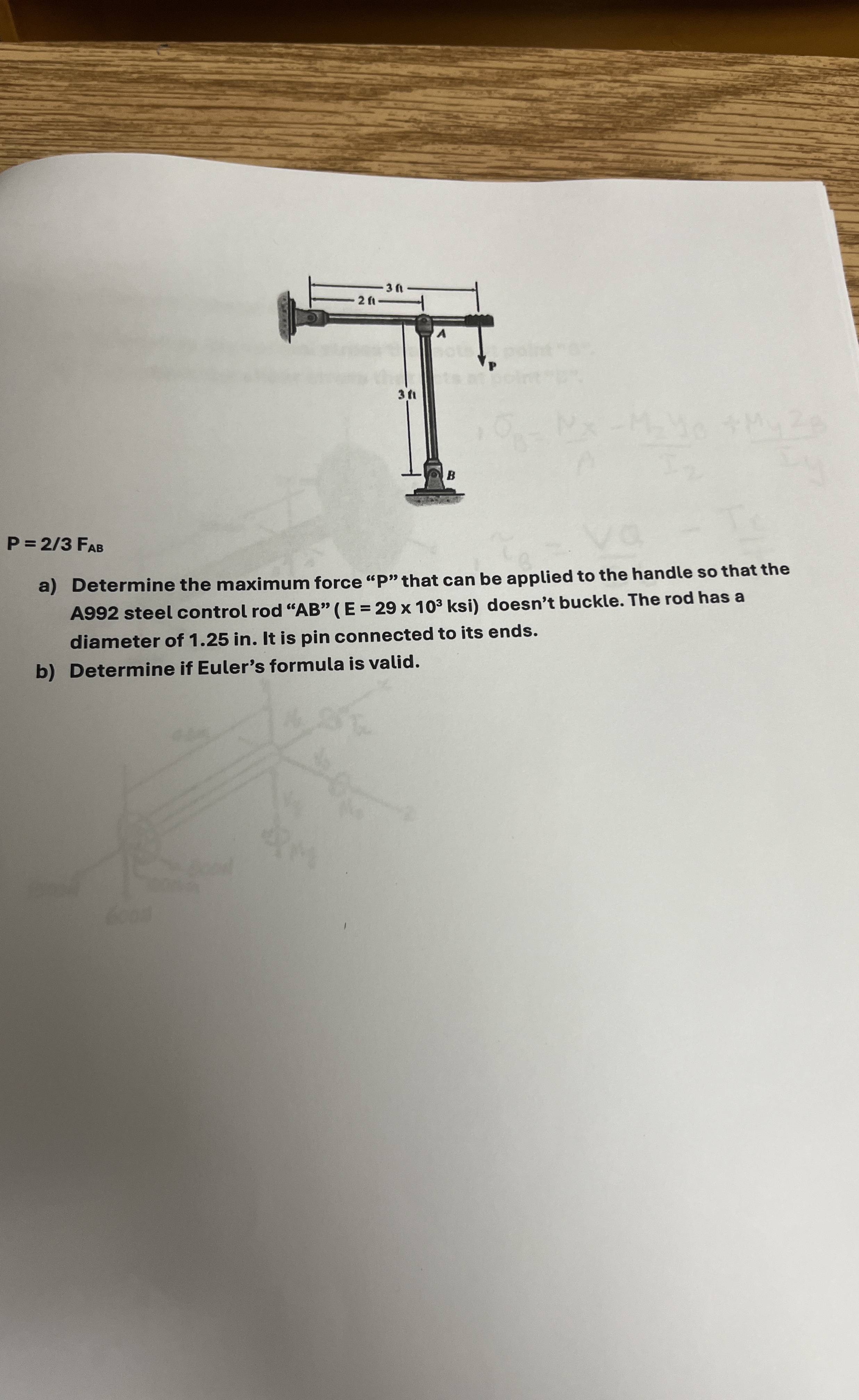 P = 2 3 F A B a ) Determine the maximum force " P